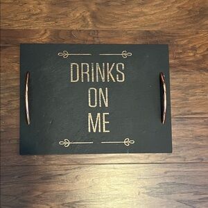 Pier 1 Black Tray with Copper Handles